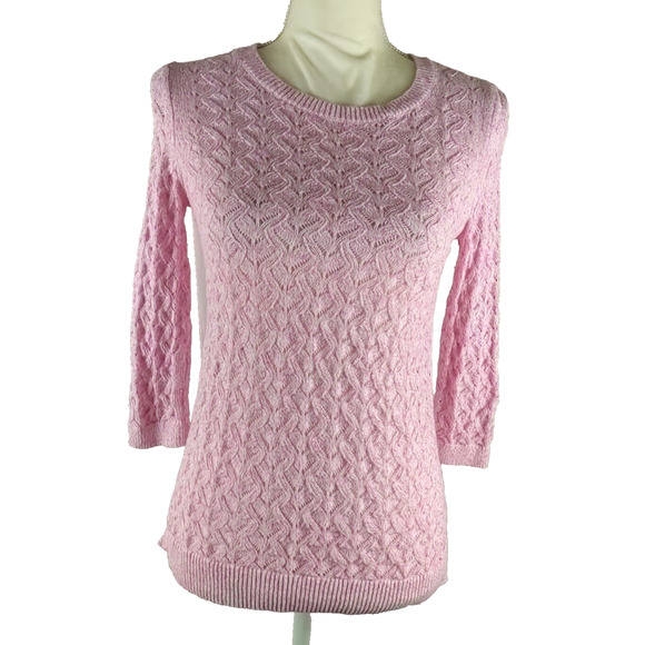 Talbot's Petite Women's Small Pink Sweater Size P Quarter Sleeve Lose Weave - Picture 8 of 8